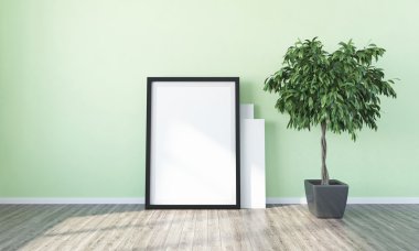 Modern parlak iç. 3D render