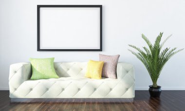 Modern parlak iç. 3D render
