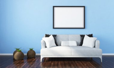 Modern parlak iç. 3D render