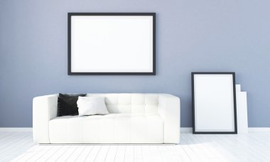 Modern parlak iç. 3D render