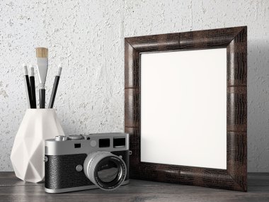 Boş modern stil çerçevesi, 3d render