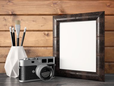 Boş modern stil çerçevesi, 3d render