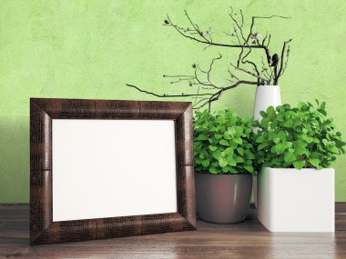 Boş modern stil çerçevesi, 3d render