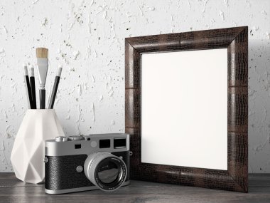 Boş modern stil çerçevesi, 3d render