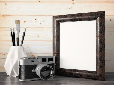 Boş modern stil çerçevesi, 3d render