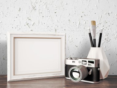 Boş modern stil çerçevesi, 3d render