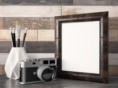 Boş modern stil çerçevesi, 3d render