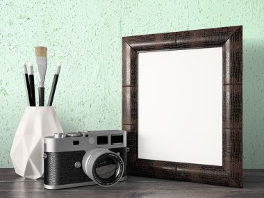 Boş modern stil çerçevesi, 3d render