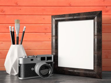 Boş modern stil çerçevesi, 3d render