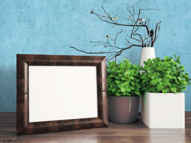 Boş modern stil çerçevesi, 3d render