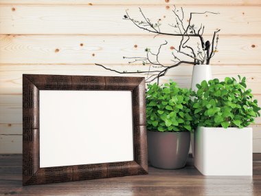 Boş modern stil çerçevesi, 3d render