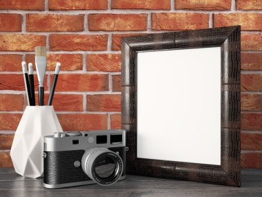 Boş modern stil çerçevesi, 3d render