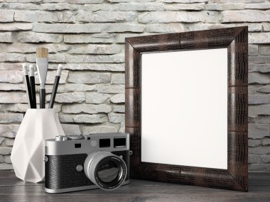 Boş modern stil çerçevesi, 3d render