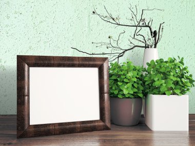 Boş modern stil çerçevesi, 3d render