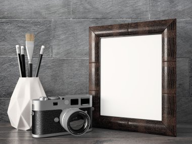 Boş modern stil çerçevesi, 3d render