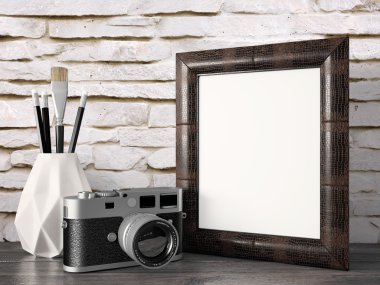 Boş modern stil çerçevesi, 3d render