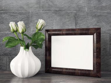 Boş modern stil çerçevesi, 3d render