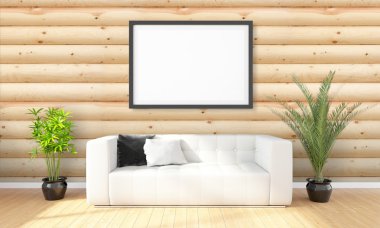 Modern parlak iç. 3D render