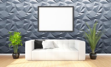 Modern parlak iç. 3D render