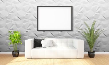 Modern parlak iç. 3D render