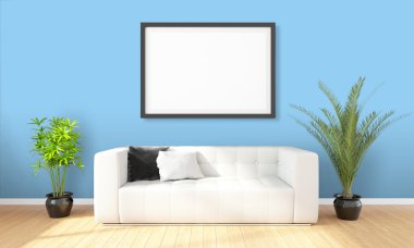 Modern parlak iç. 3D render