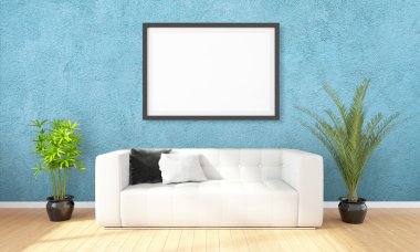 Modern parlak iç. 3D render