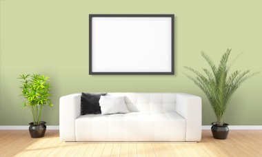 Modern parlak iç. 3D render