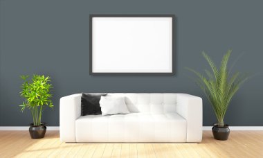 Modern parlak iç. 3D render