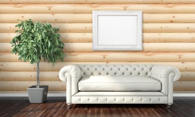 Modern parlak iç. 3D render