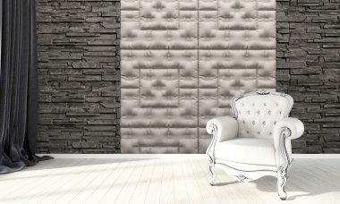 Modern parlak iç. 3D render