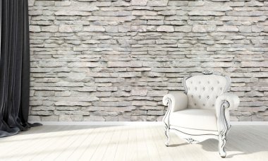 Modern parlak iç. 3D render