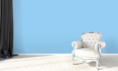 Modern parlak iç. 3D render