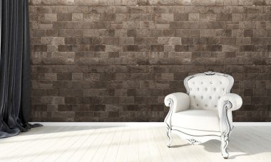 Modern parlak iç. 3D render