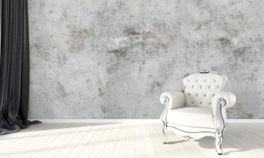 Modern parlak iç. 3D render