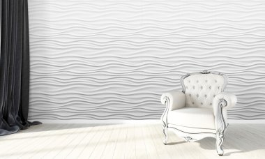 Modern parlak iç. 3D render