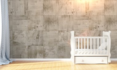 Modern boş çocuk odası. 3D render