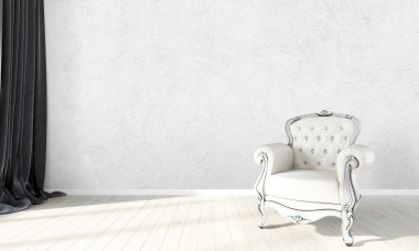 Modern parlak iç. 3D render
