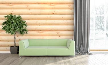 Modern parlak iç. 3D render