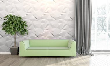 Modern parlak iç. 3D render