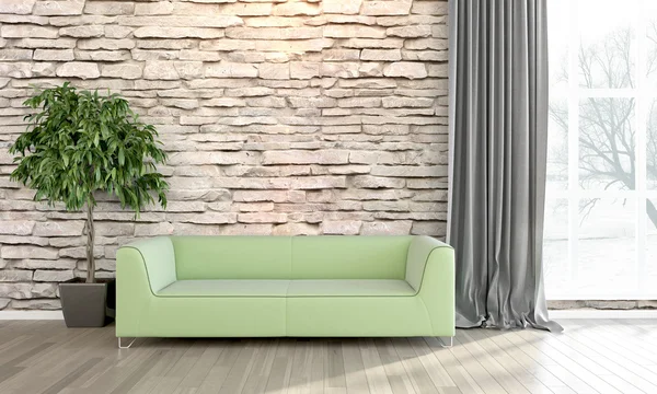 Modern parlak iç. 3D render