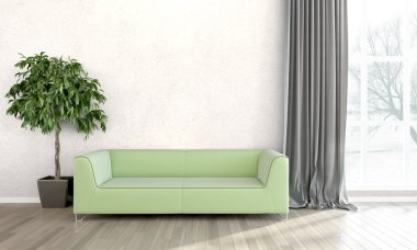 Modern parlak iç. 3D render