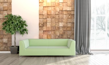 Modern parlak iç. 3D render