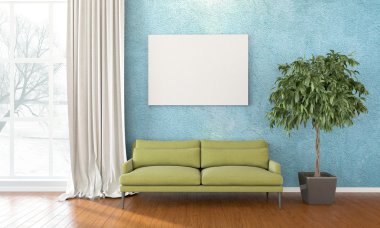 Modern parlak iç. 3D render