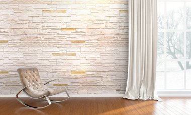 Modern parlak iç. 3D render