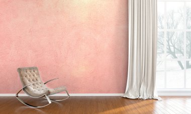 Modern parlak iç. 3D render