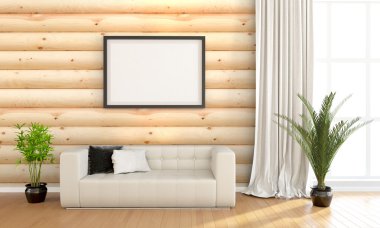 Modern parlak iç. 3D render