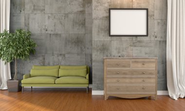 Modern parlak iç. 3D render