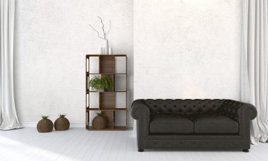 Modern parlak iç. 3D render