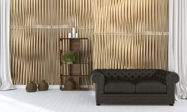 Modern parlak iç. 3D render