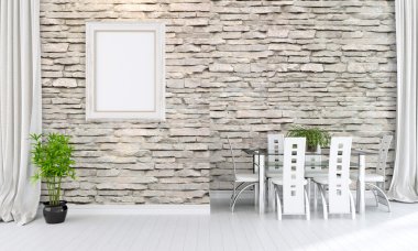 Modern parlak iç. 3D render